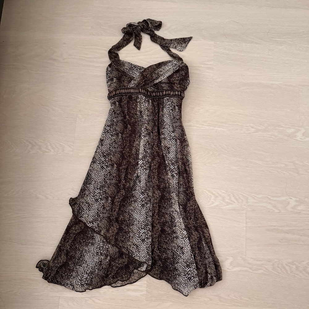 City Studio Brown Snake Print High Low Dress